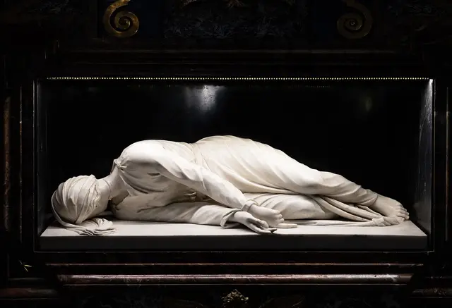 Stefano Maderno's sculpture of the martyred St. Cecilia lying on her side