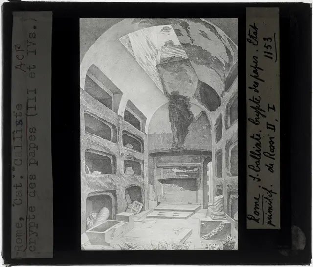 Nineteenth-century illustration reconstructing the Crypt of the Popes